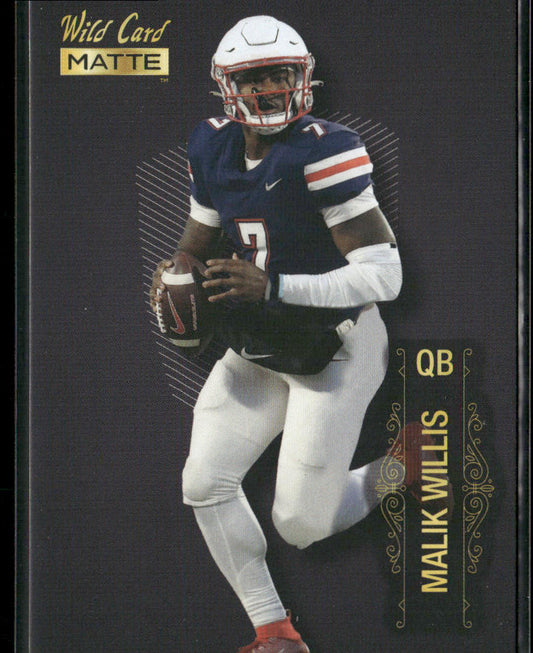 Malik Willis 2022 Wild Card Matte Black #MB-80 Liberty Flames