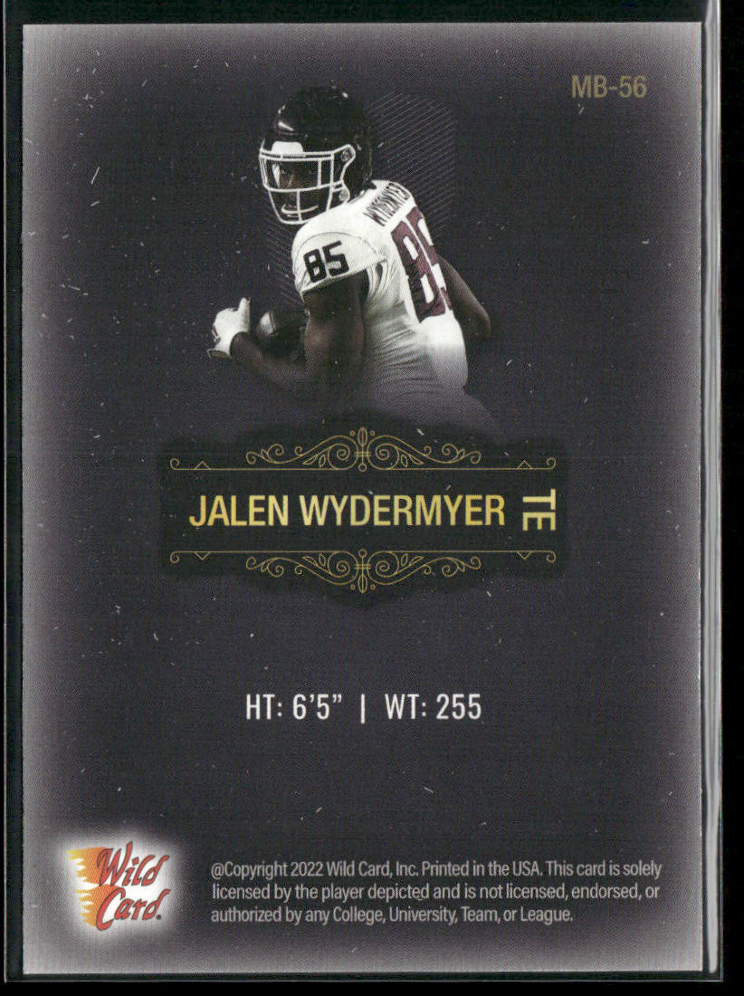 Jalen Wydermyer 2022 Wild Card Matte Black #MB-56 Texas A&M Aggies back