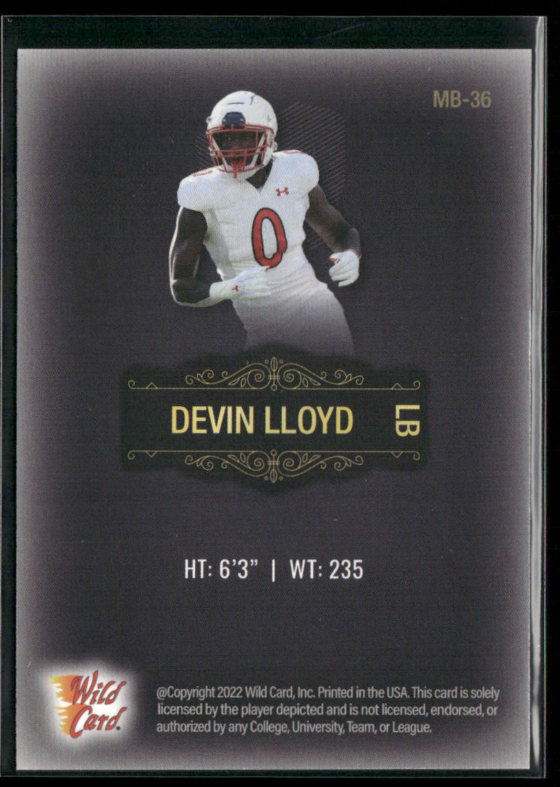 Devin Lloyd 2022 Wild Card Matte Black #MB-36 Utah Utes back