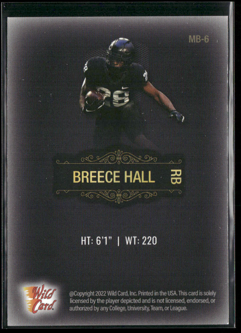 Breece Hall 2022 Wild Card Matte Black #MB-6 Iowa State Cyclones back
