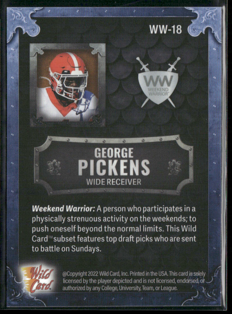 George Pickens 2022 Wild Card Matte Weekend Warrior Cobalt/Black/Orange #WW-18