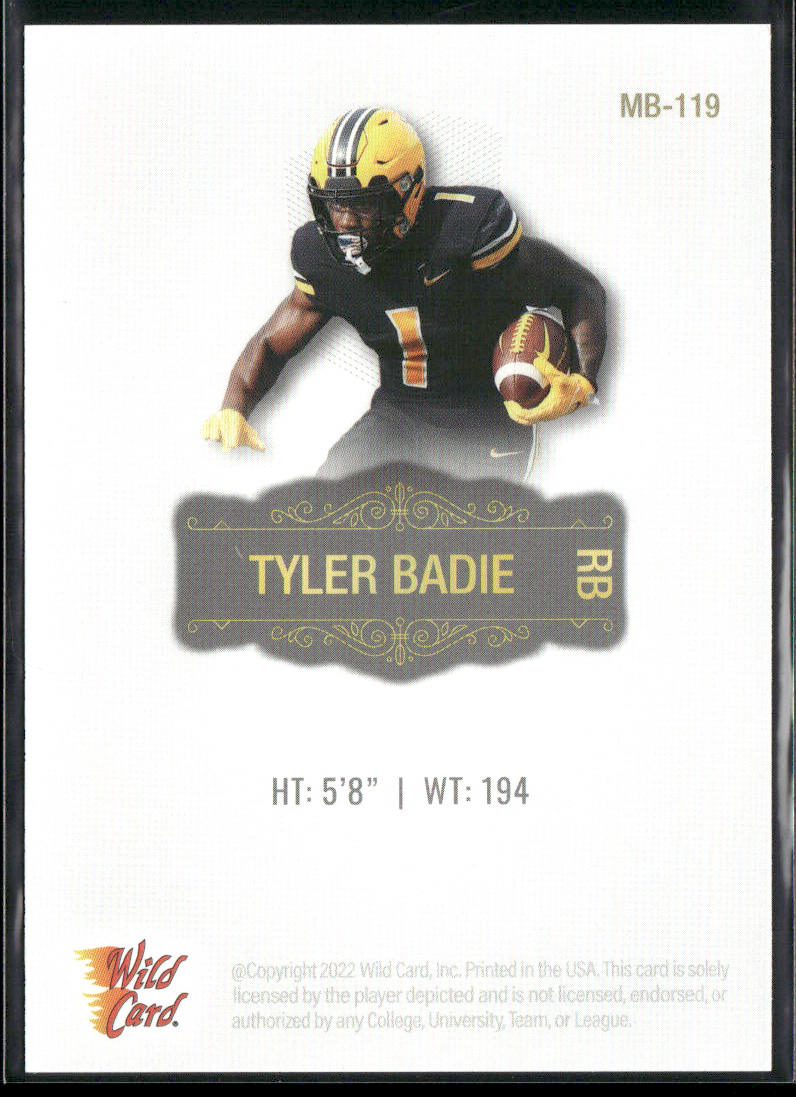 Tyler Badie 2022 Wild Card Matte White #MB-119 Missouri Tigers