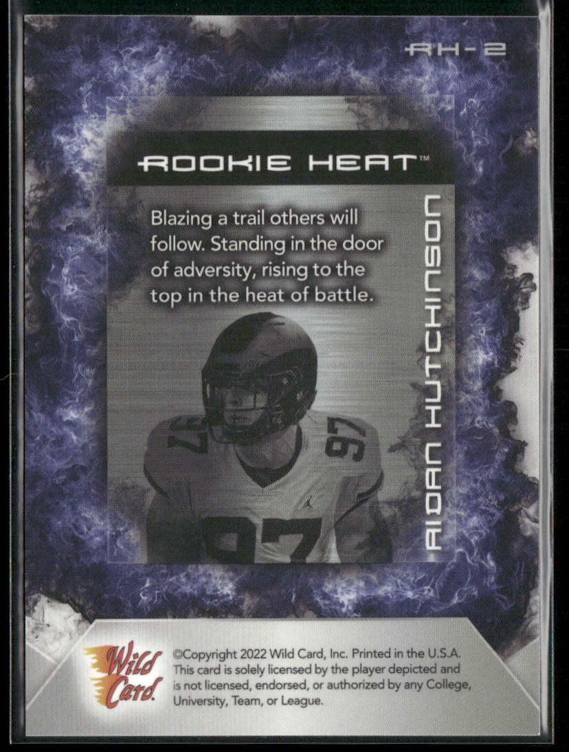 Aidan Hutchinson 2022 Wild Card Matte Rookie Heat White/Blue #RH-2 Wolverines