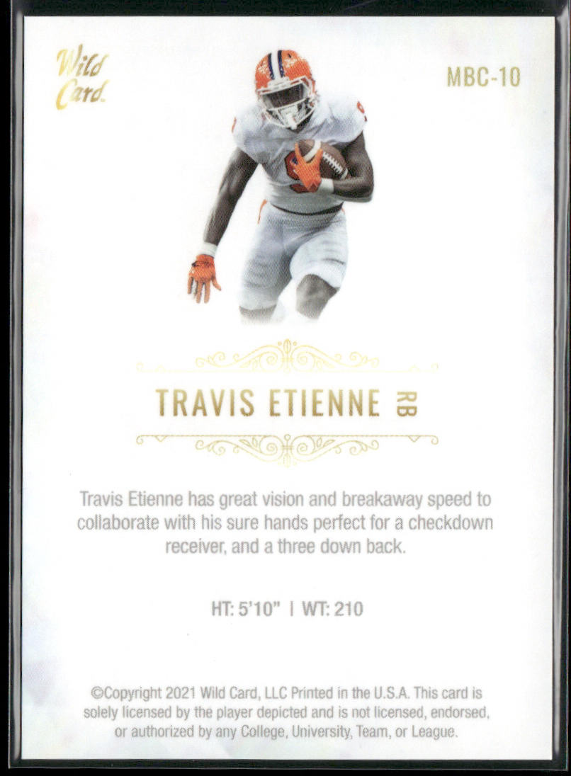 Travis Etienne 2021 Wild Card Matte White #MBC-10 Clemson Tigers