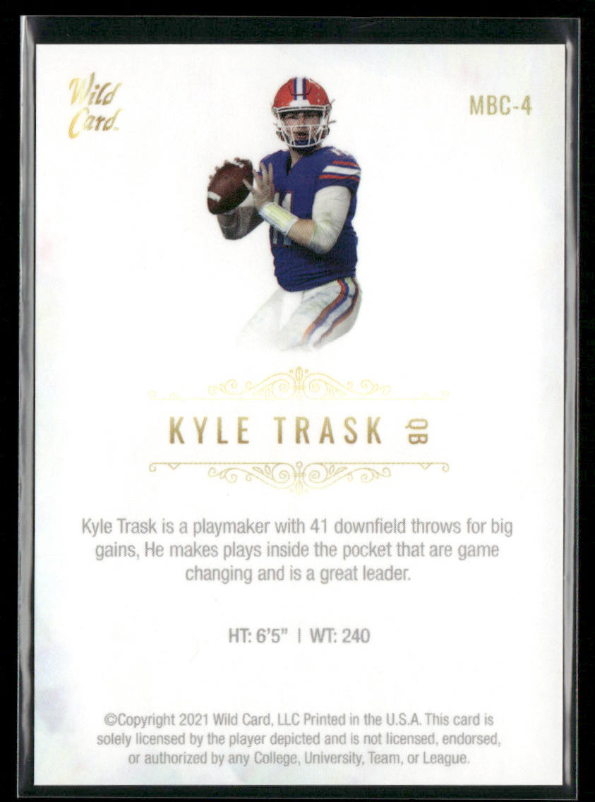 Kyle Trask 2021 Wild Card Matte White #MBC-4 Florida Gators