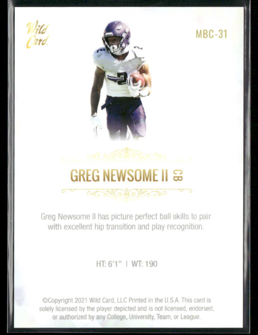 Greg Newsome II 2021 Wild Card Matte White #MBC-31 Northwestern Wildcats