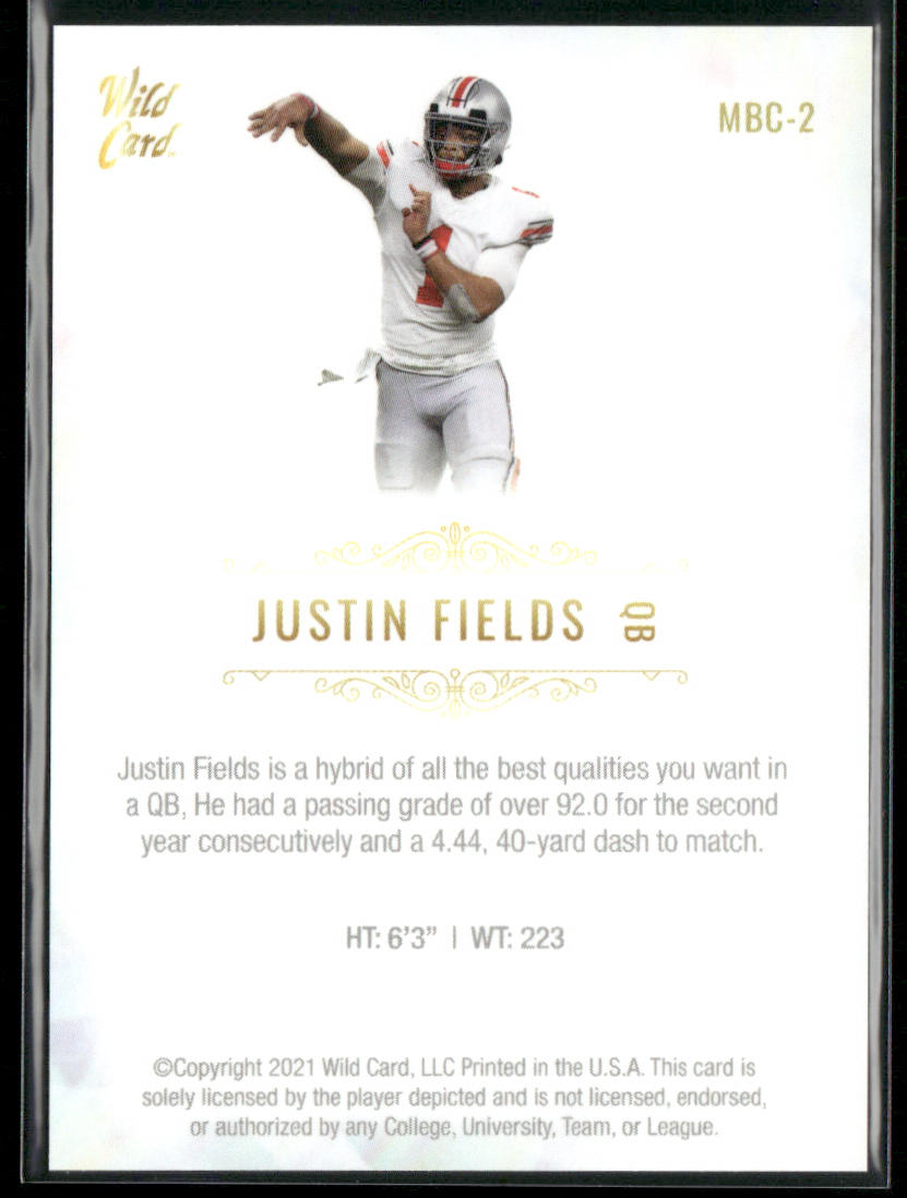 Justin Fields 2021 Wild Card Matte White #MBC-2 Ohio State Buckeyes