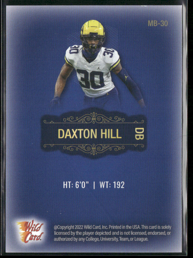 Daxton Hill 2022 Wild Card Matte Blue #MB-30 Michigan Wolverines
