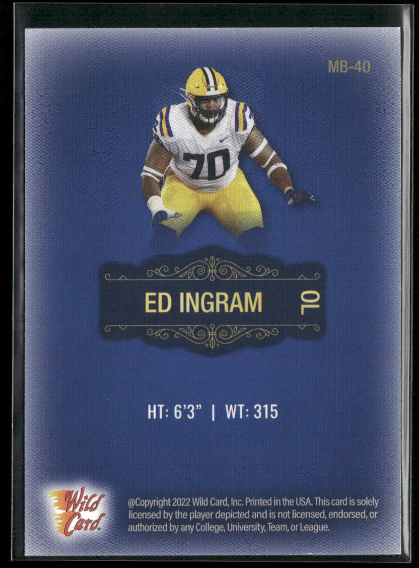 Ed Ingram 2022 Wild Card Matte Blue #MB-40 LSU Tigers