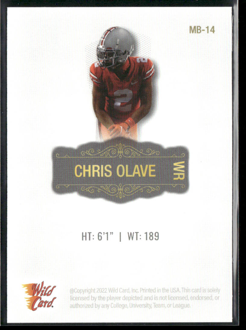Chris Olave 2022 Wild Card Matte White #MB-14 Ohio State Buckeyes