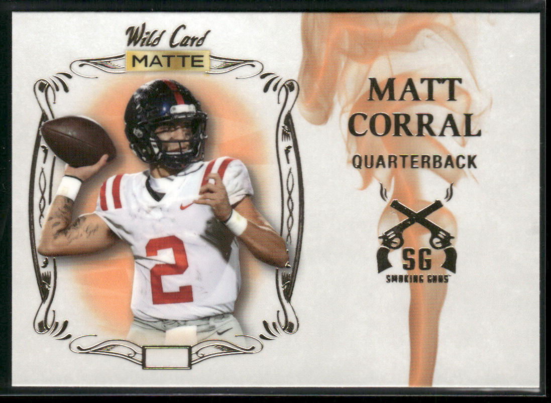Matt Corral 2022 Wild Card Matte Smoking Guns White/Orange #SG-7 Ole Miss Rebels