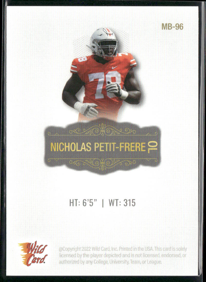 Nicholas Petit-Frere 2022 Wild Card Matte White #MB-96 Ohio State Buckeyes