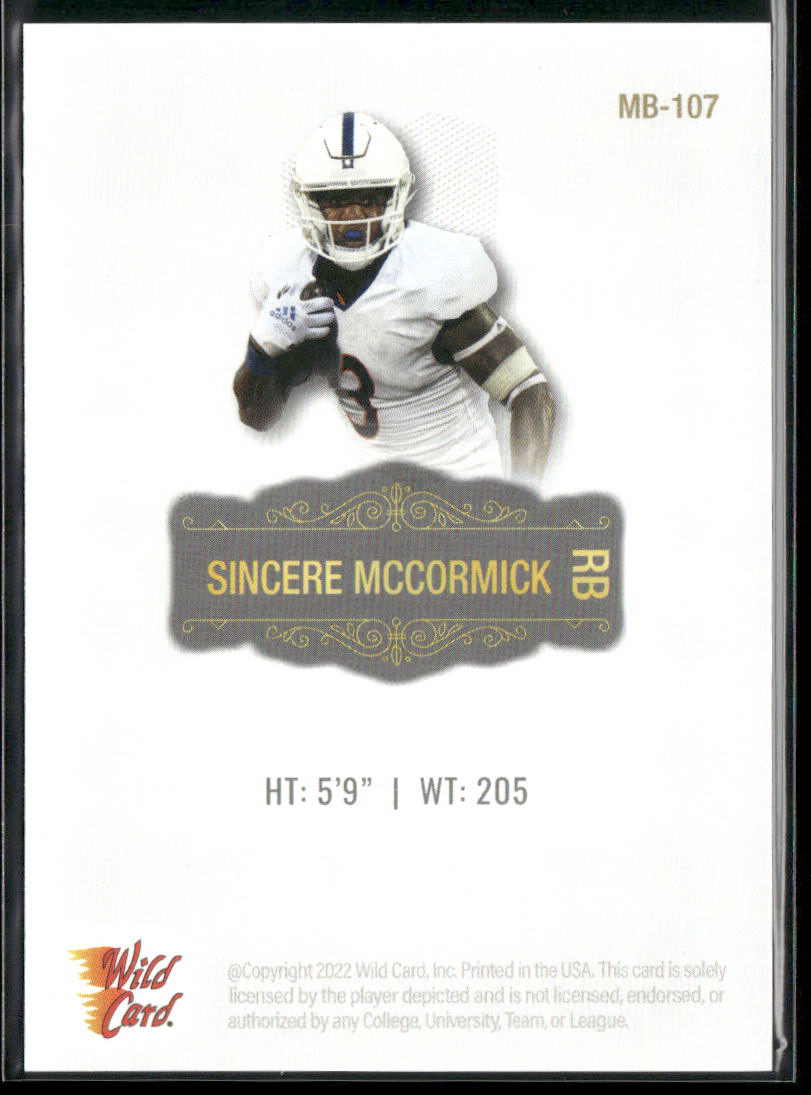 Sincere McCormick 2022 Wild Card Matte White #MB-107 UTSA Roadrunners