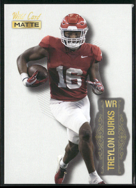 Treylon Burks 2022 Wild Card Matte White #MB-117 Arkansas Razorbacks
