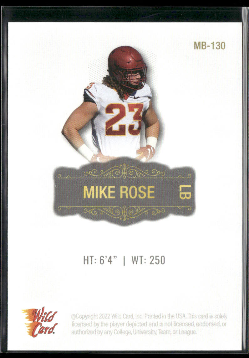 Mike Rose 2022 Wild Card Matte White #MB-130 Iowa State Cyclones
