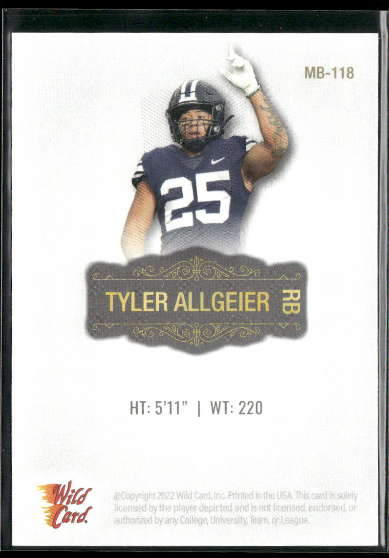 Tyler Allgeier 2022 Wild Card Matte White #MB-118 BYU Cougars