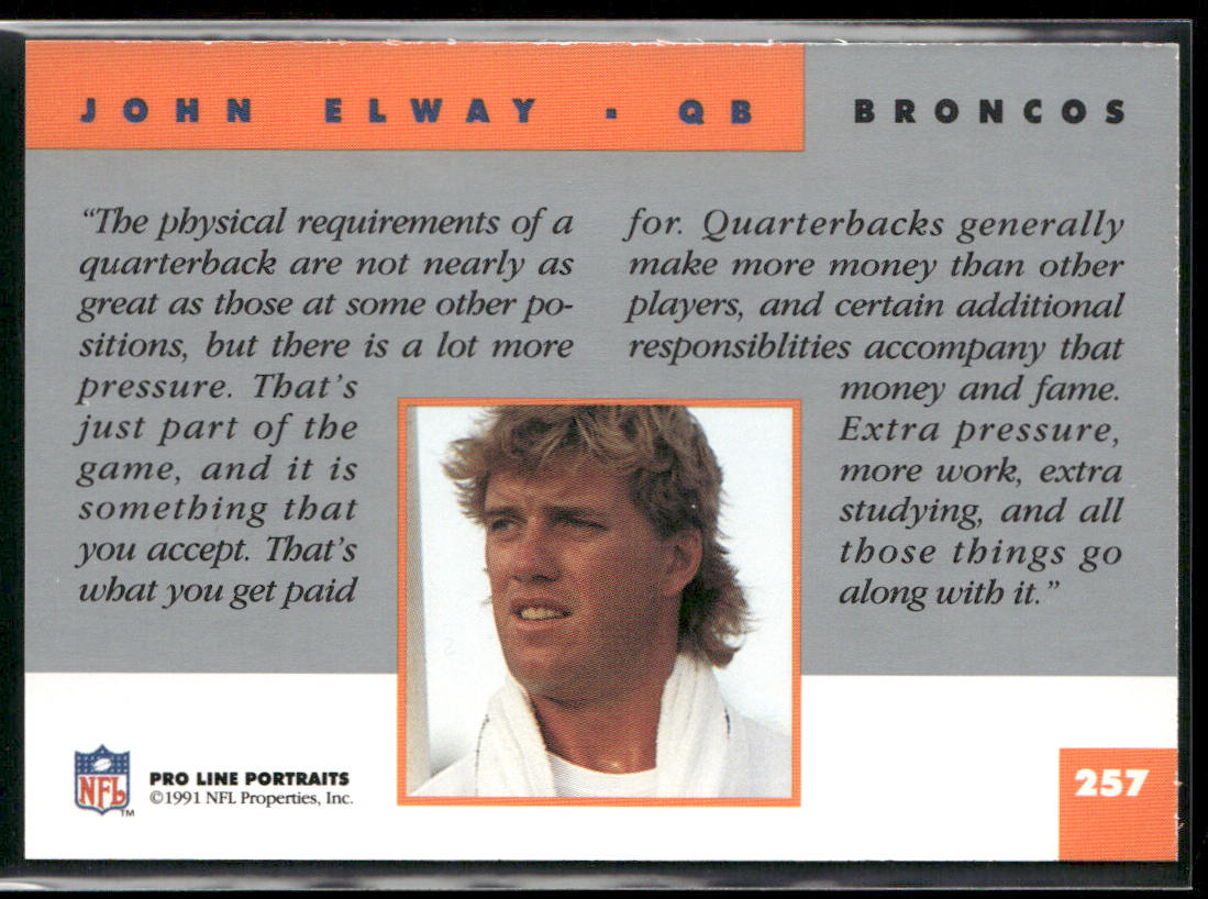 John Elway 1991 Pro Line Portraits #257 Denver Broncos back