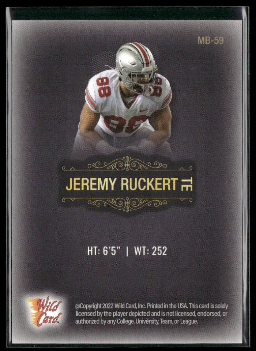 Jeremy Ruckert 2022 Wild Card Matte Black #MB-59 Ohio State Buckeyes back