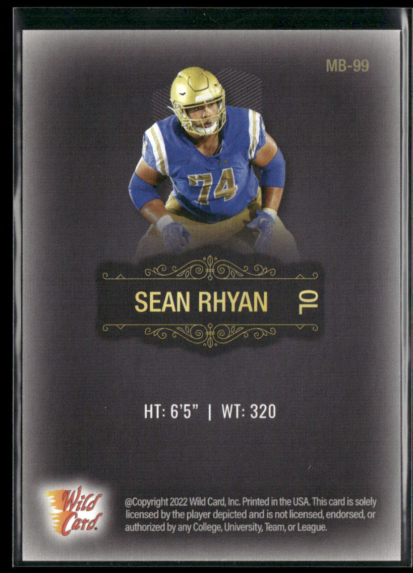 Sean Rhyan 2022 Wild Card Matte Black #MB-99 UCLA Bruins back