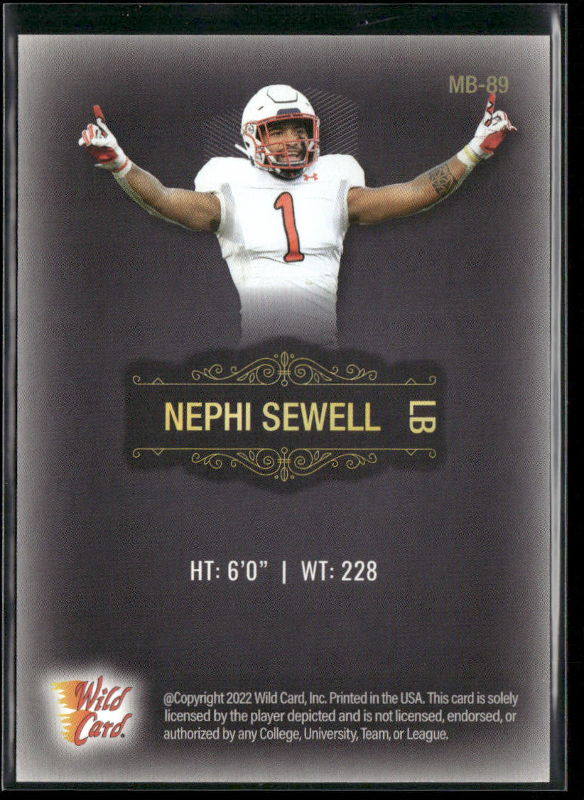 Nephi Sewell 2022 Wild Card Matte Black #MB-89 Utah Utes back