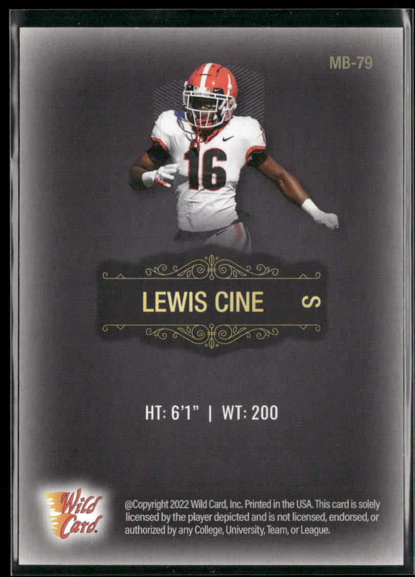 Lewis Cine 2022 Wild Card Matte Black #MB-79 Georgia Bulldogs back