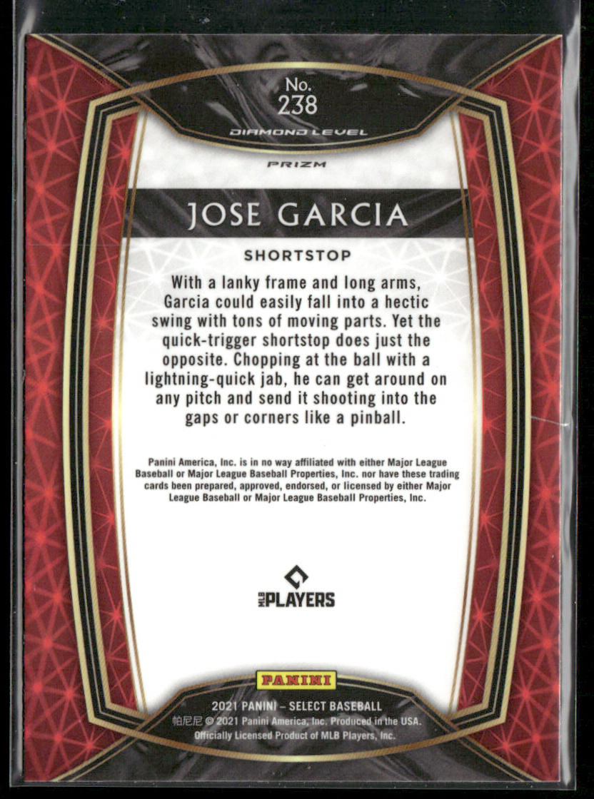 Jose Garcia 2021 Panini Select Holo Prizm #238 RC Cincinnati Reds