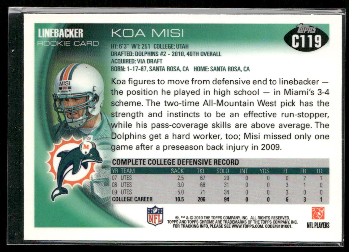 Koa Misi 2010 Topps Chrome #C119 RC Miami Dolphins