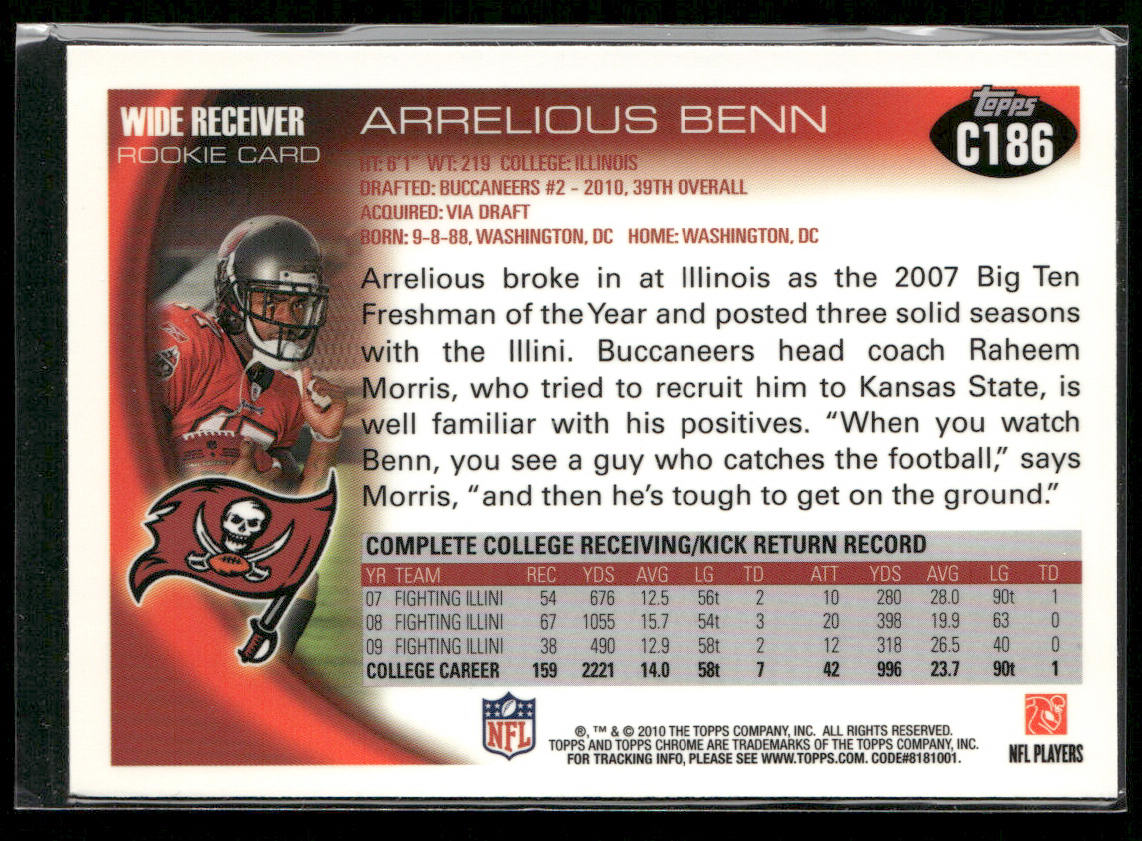 Arrelious Benn 2010 Topps Chrome #C186 RC Tampa Bay Buccaneers