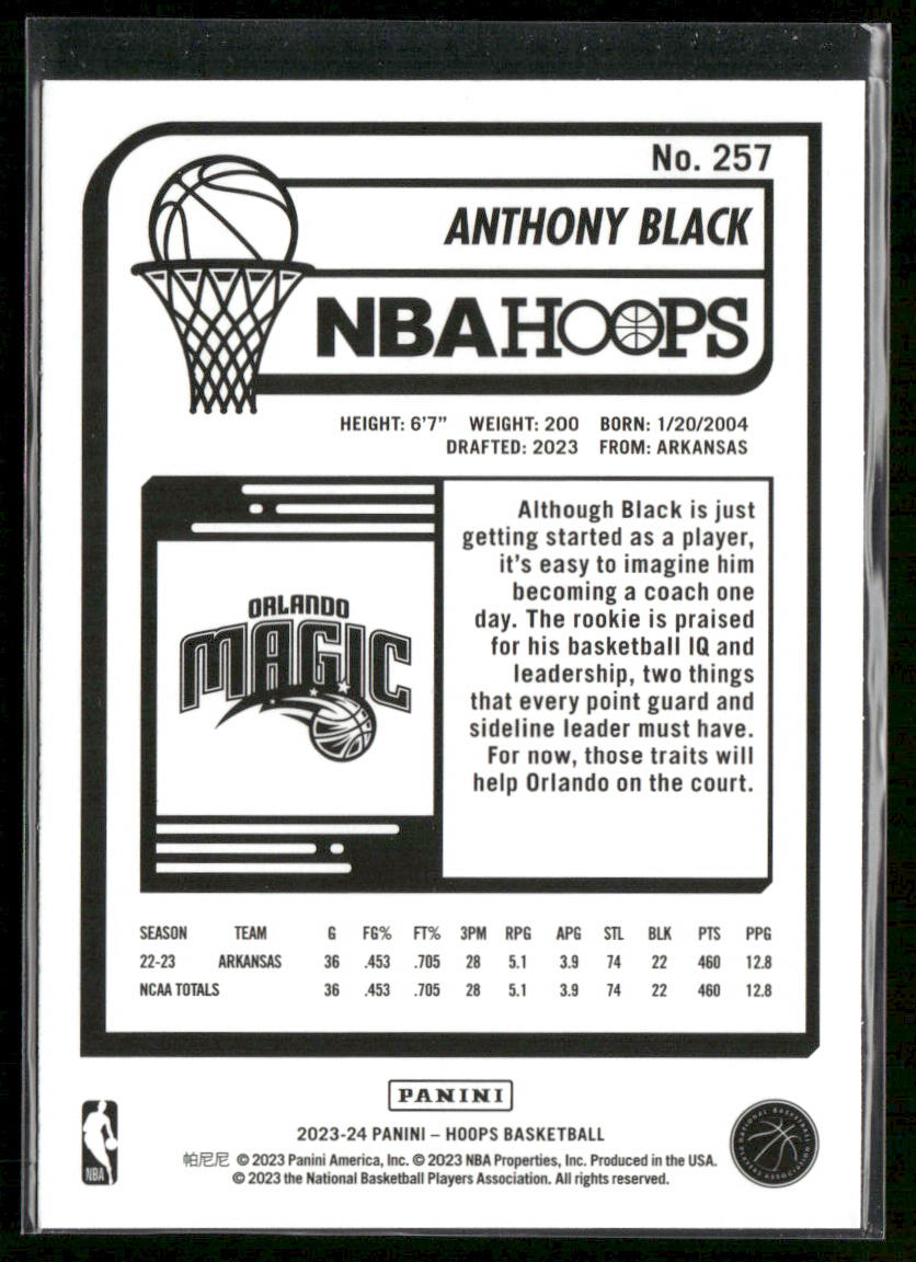 Anthony Black 2023-24 Hoops Winter #257 RC Orlando Magic