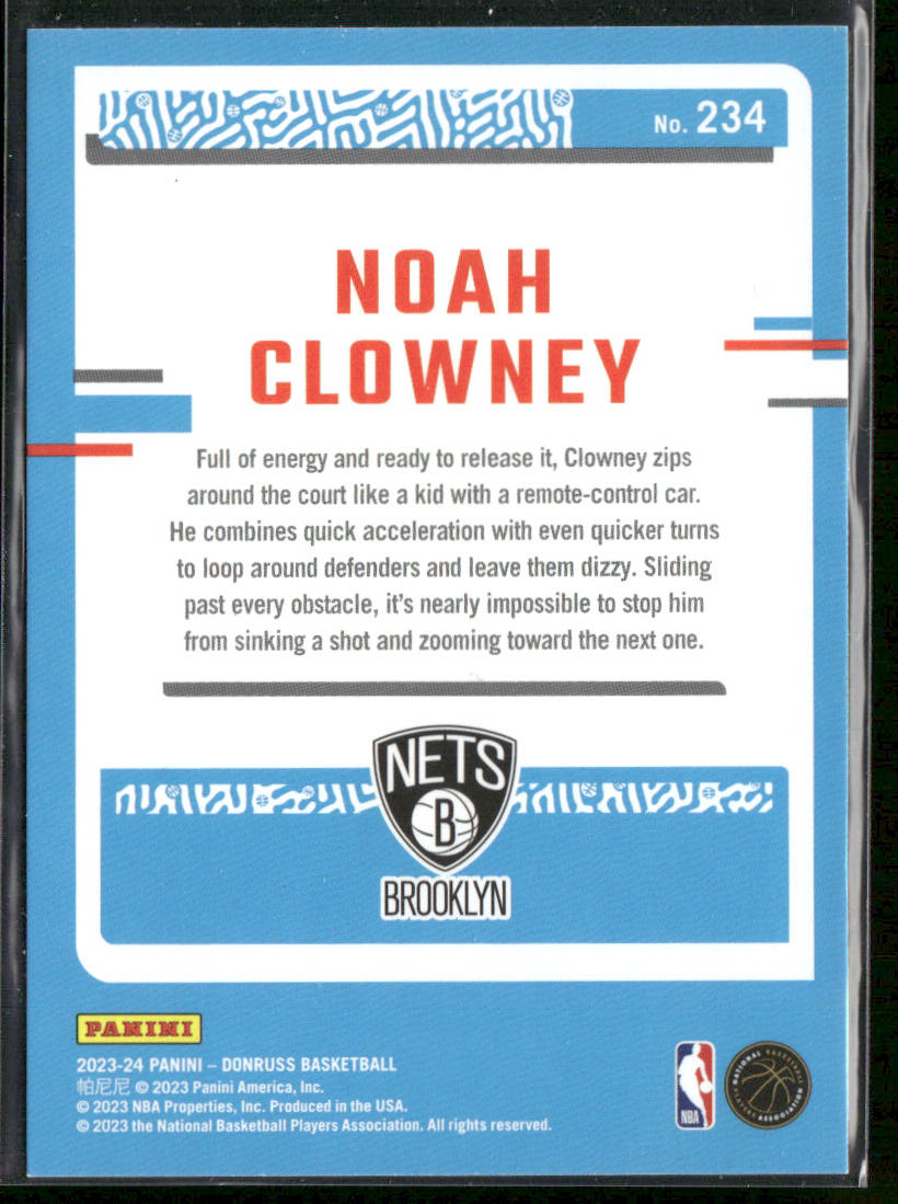 Noah Clowney 2023-24 Donruss #234 RC Brooklyn Nets