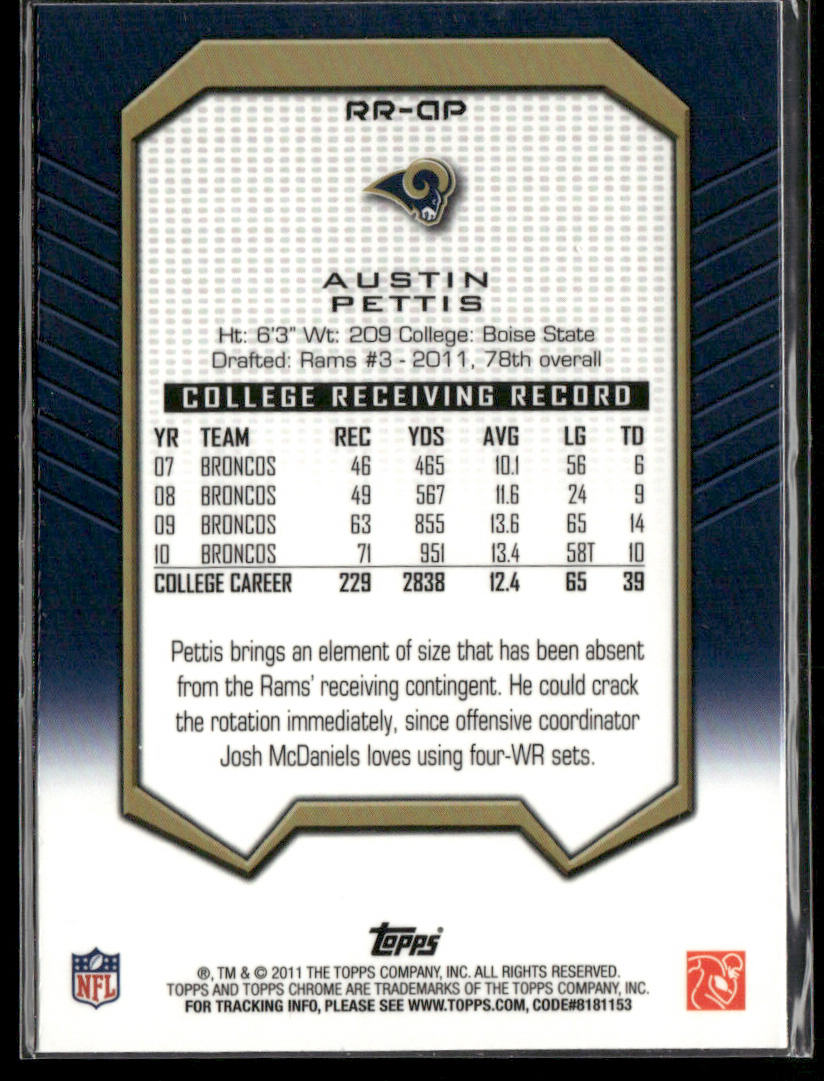 Austin Pettis 2011 Topps Chrome Rookie Recognition #RR-AP St. Louis Rams