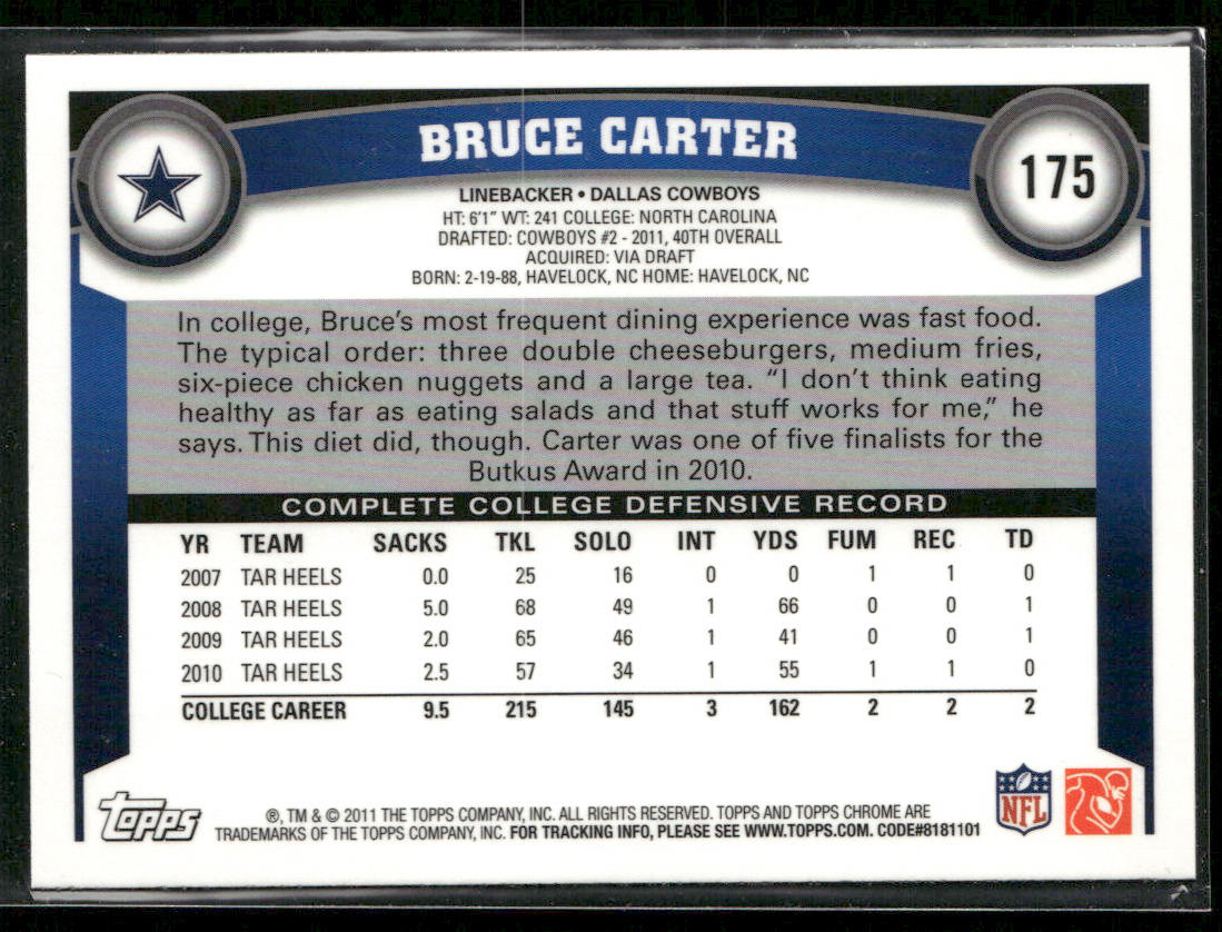 Bruce Carter 2011 Topps Chrome #175 RC Dallas Cowboys