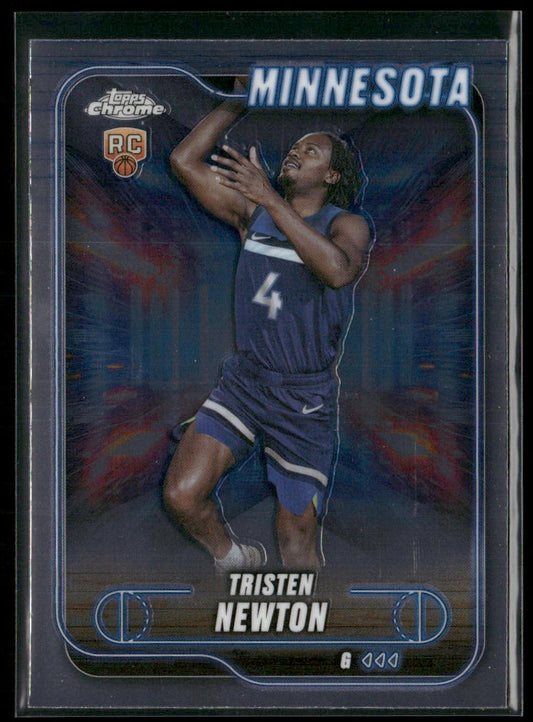 Tristen Newton 2024-25 Topps Chrome #108 RC Minnesota Timberwolves front