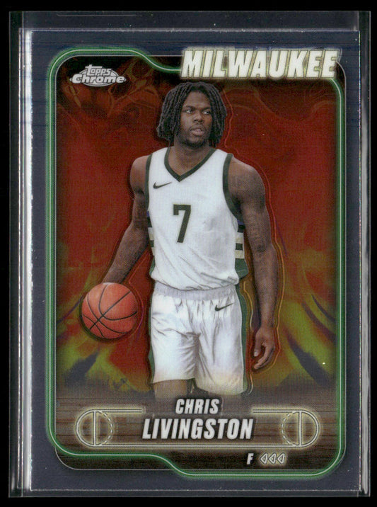 Chris Livingston 2024-25 Topps Chrome #70 Milwaukee Bucks front