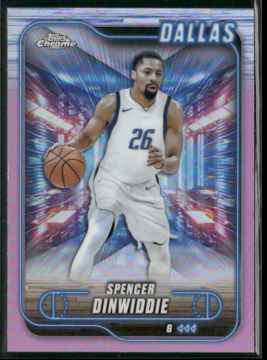 Spencer Dinwiddie 2024-25 Topps Chrome Pink Refractor #175 Dallas Mavericks