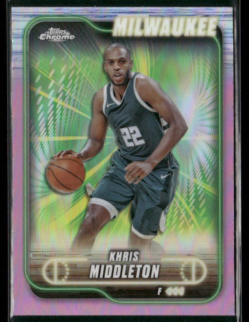Khris Middleton 2024-25 Topps Chrome Pink Refractor #75 Milwaukee Bucks
