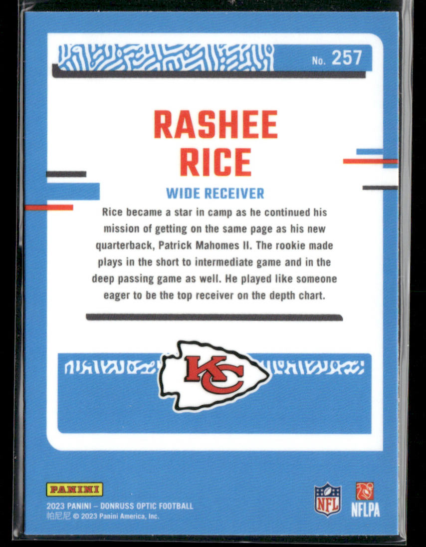 Rashee Rice 2023 Donruss Optic #257 RC Kansas City Chiefs