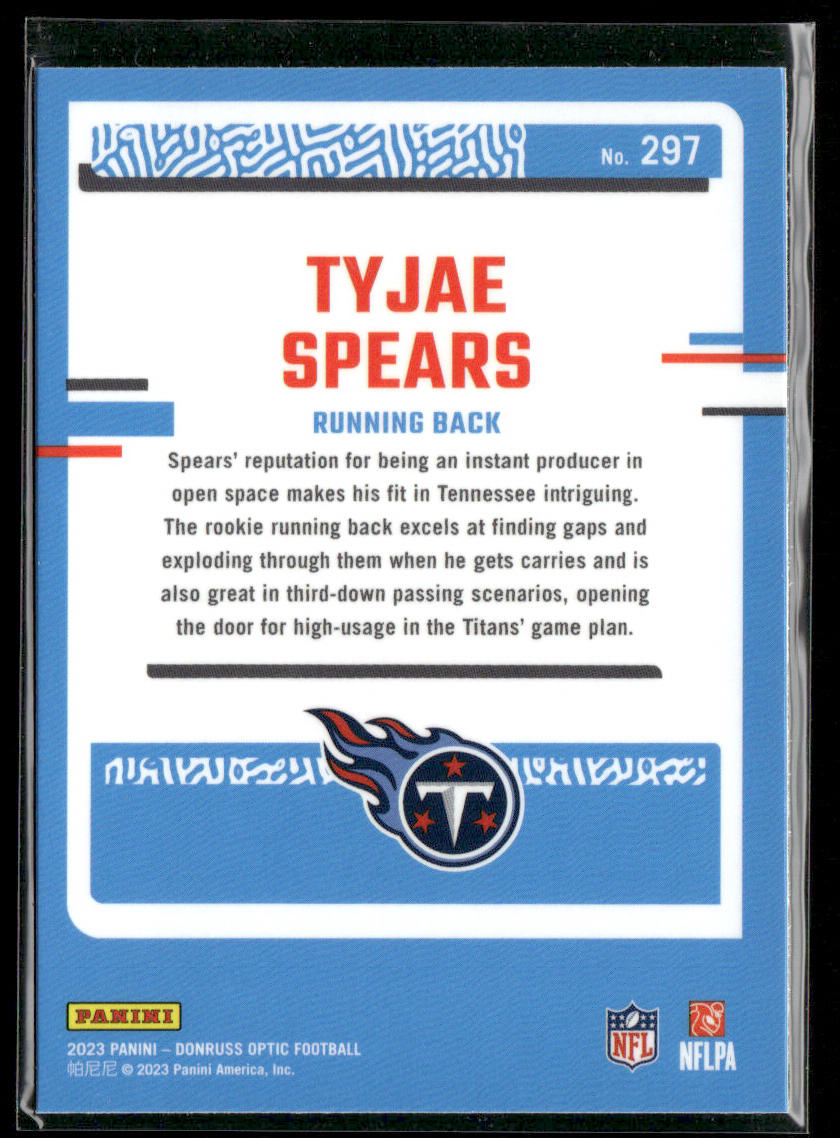 Tyjae Spears 2023 Donruss Optic Holo #297 RC Tennessee Titans