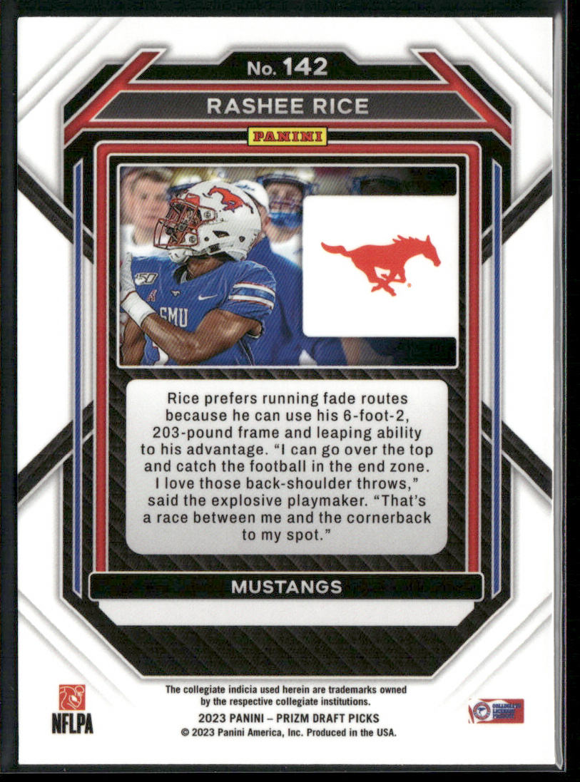 Rashee Rice 2023 Panini Prizm Draft Picks #142 SMU Mustangs back
