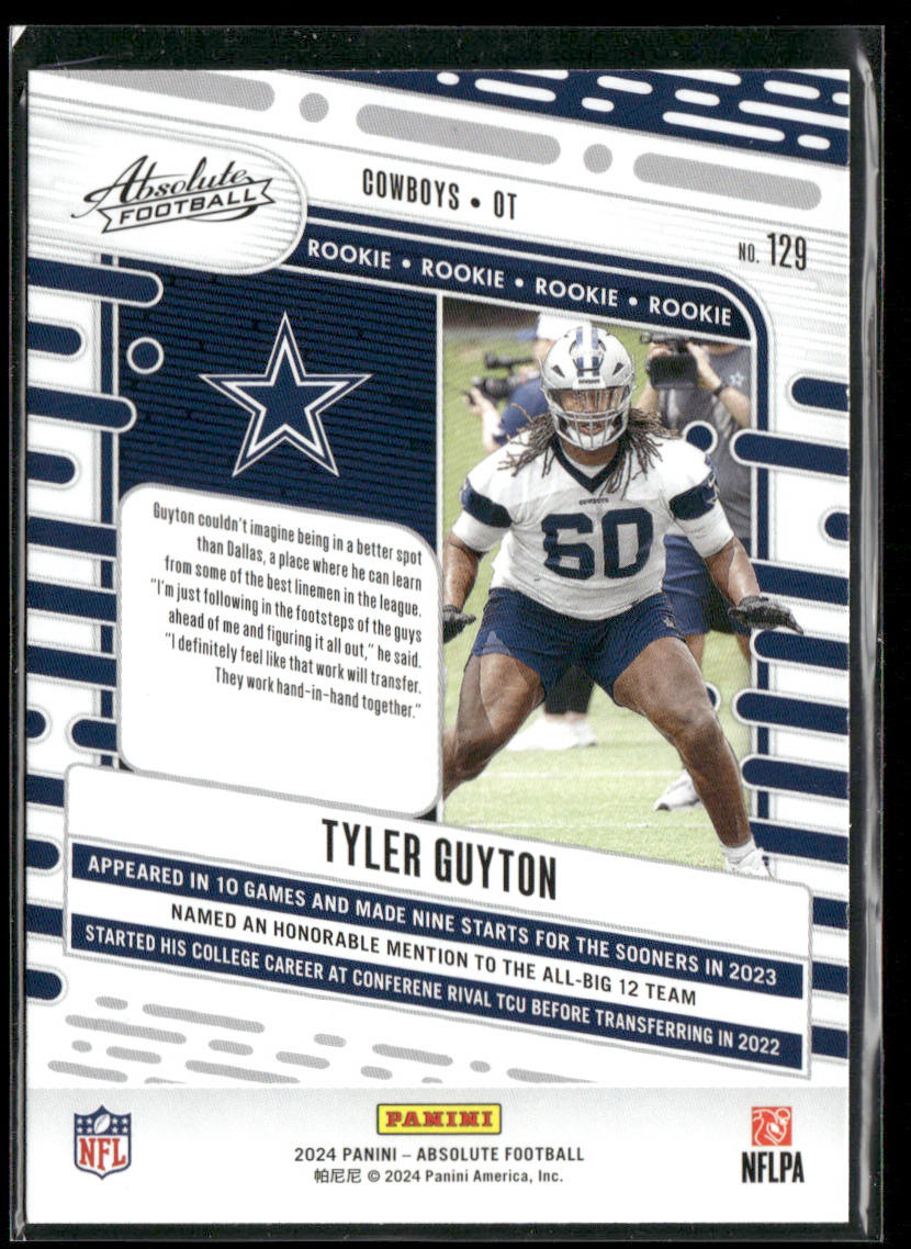Tyler Guyton 2024 Panini Absolute Retail #129 RC Dallas Cowboys