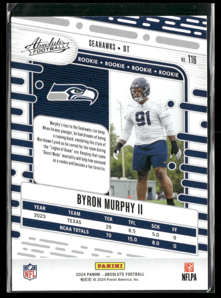 Byron Murphy II 2024 Panini Absolute Retail #116 RC Seattle Seahawks back