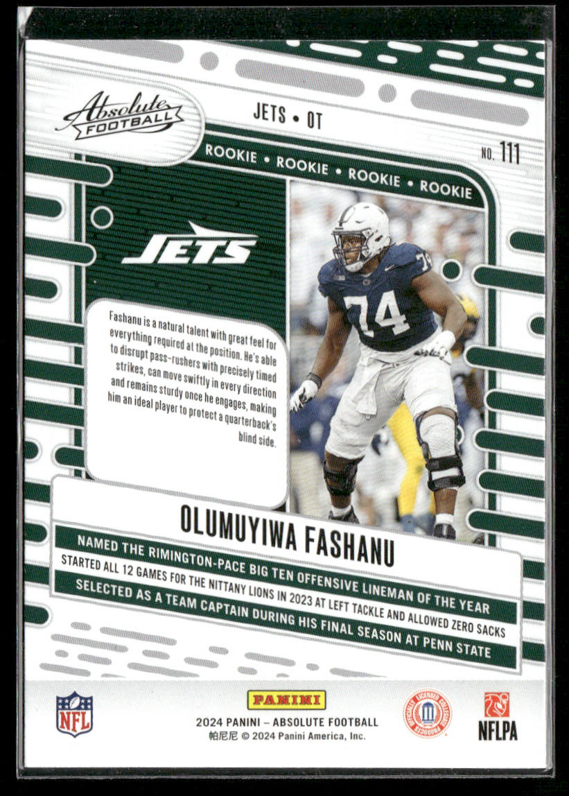 Olumuyiwa Fashanu 2024 Panini Absolute Retail #111 RC New York Jets