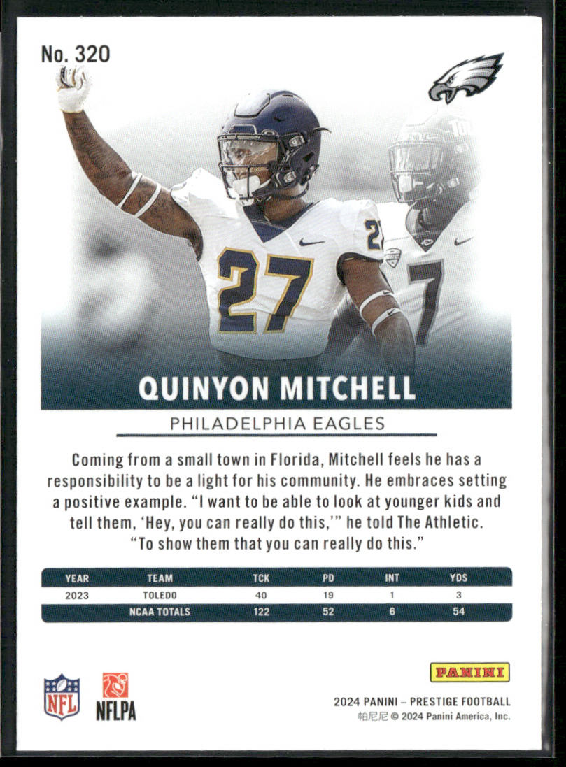 Quinyon Mitchell 2024 Panini Prestige #320 RC Philadelphia Eagles