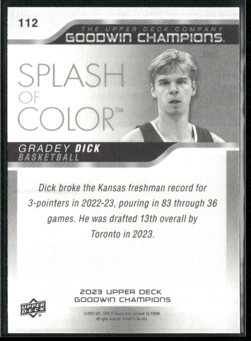 Gradey Dick 2023 Upper Deck Goodwin Champions #112