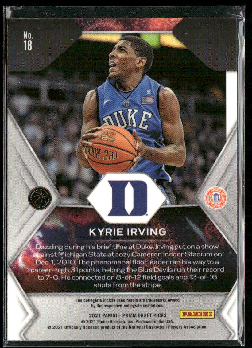 Kyrie Irving 2021 Panini Prizm Draft Picks Fireworks #18 Duke Blue Devils