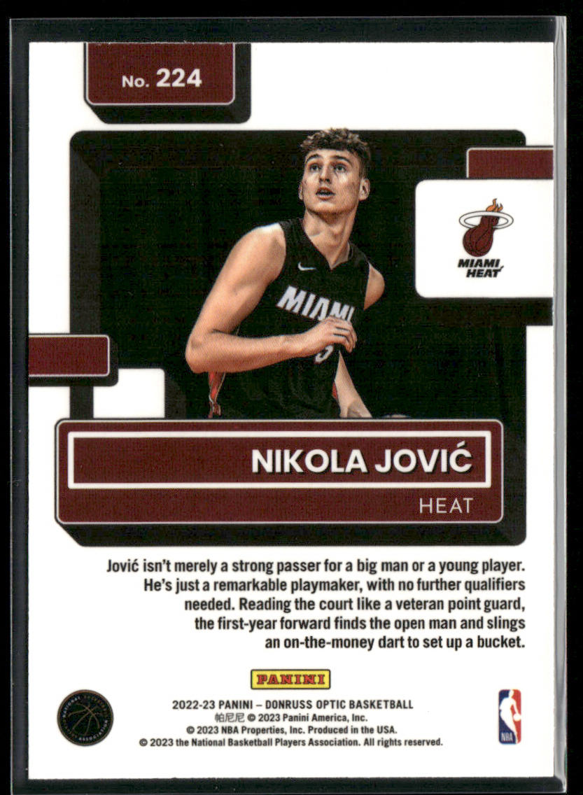 Nikola Jovic 2022-23 Donruss Optic #224 RC Miami Heat