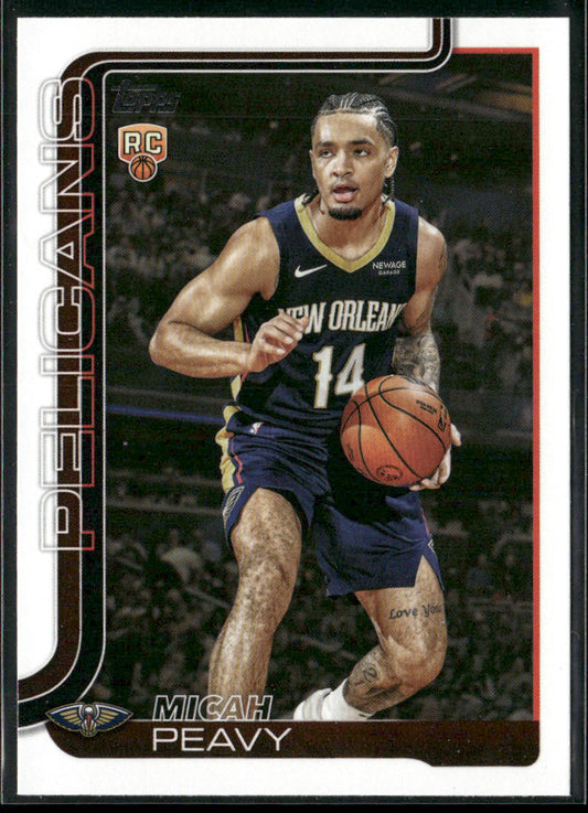 Micah Peavy 2025-26 Topps #241 RC New Orleans Pelicans front