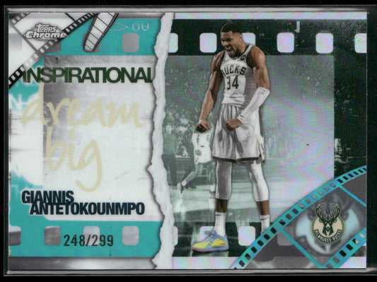 Giannis Antetokounmpo 2025-26 Topps Chrome Inspirational Teal Refractor #IP-3 SN