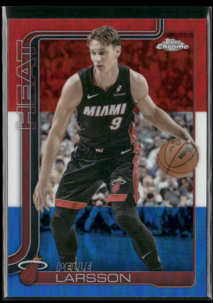 Pelle Larsson 2025-26 Topps Chrome Red White and Blue Refractor #189 Miami Heat