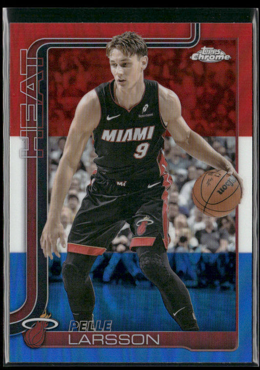 Pelle Larsson 2025-26 Topps Chrome Red White and Blue Refractor #189 Miami Heat